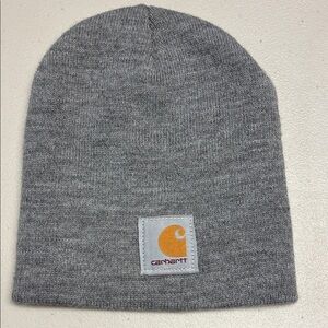 Carhartt Knit Beanie - Heather Gray with Yellow Logo Patch